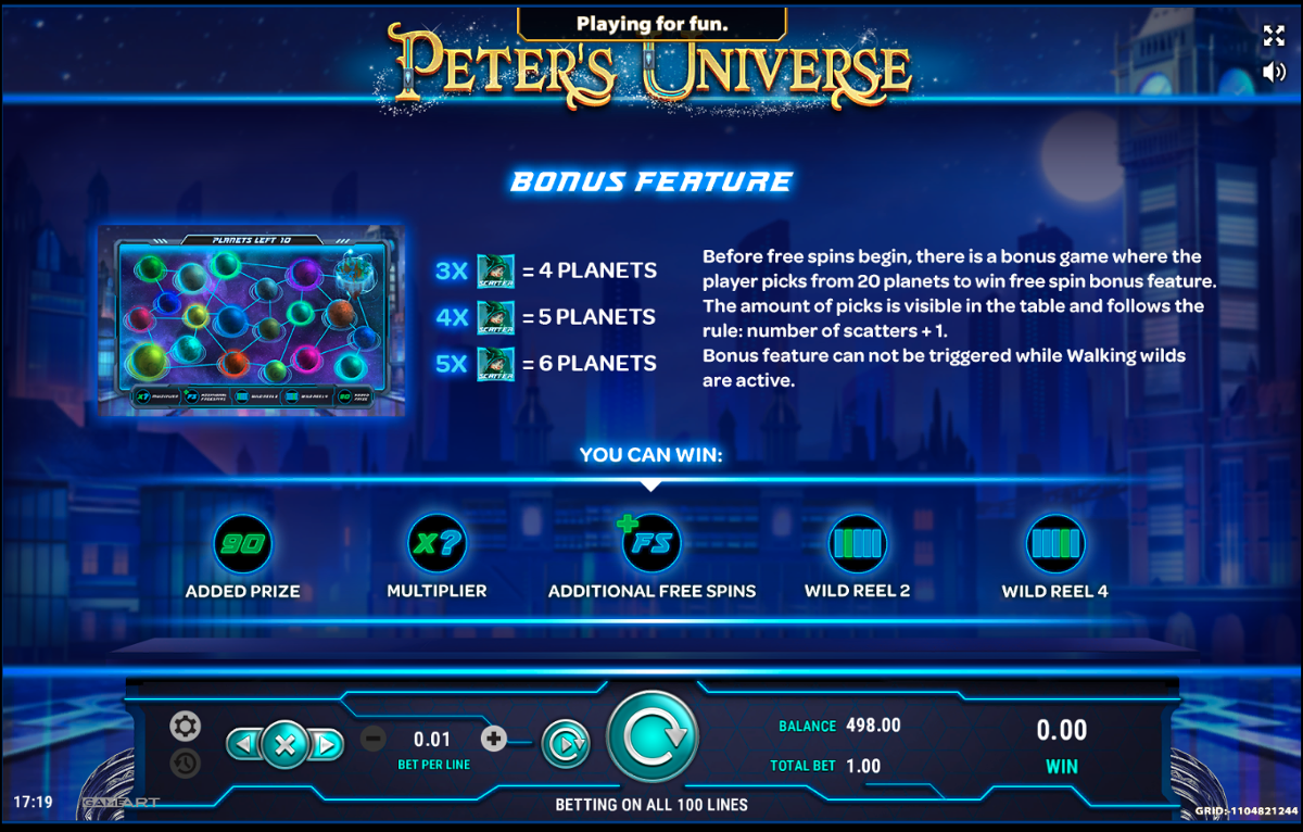 Freespins i Peters Universe